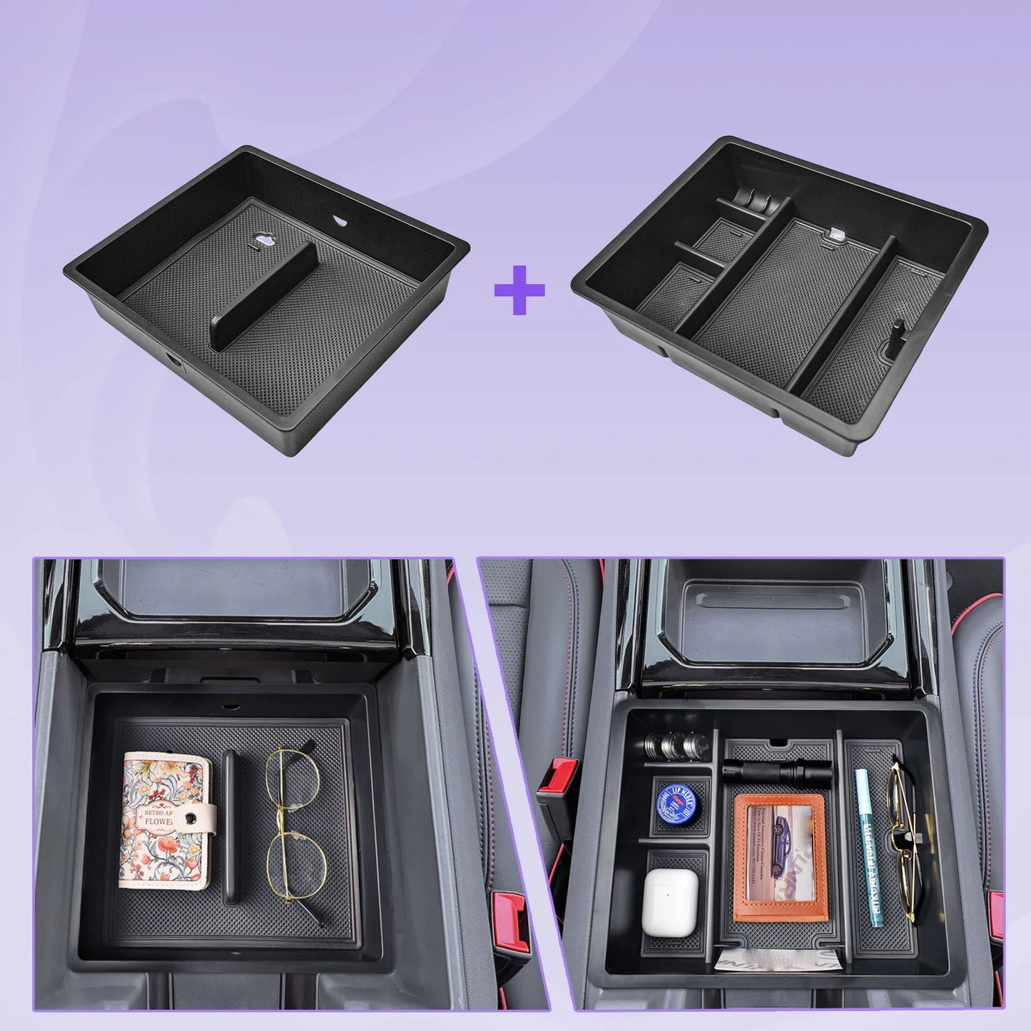 Center Console Organizer Tray for 2024 2025 Chevy Silverado EV WT and 2024 2025 GMC Sierra EV Armrest Storage Box Accessories