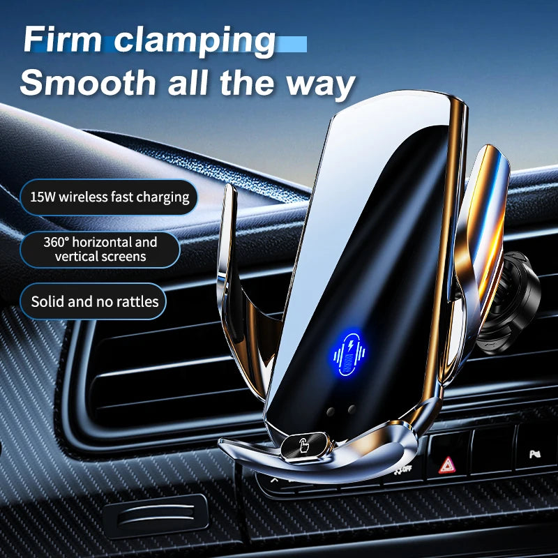 Car Phone Holder Wireless Charger Automatic Intelligent triple sensing magnetic suction charging For Universal All Mobile Phones