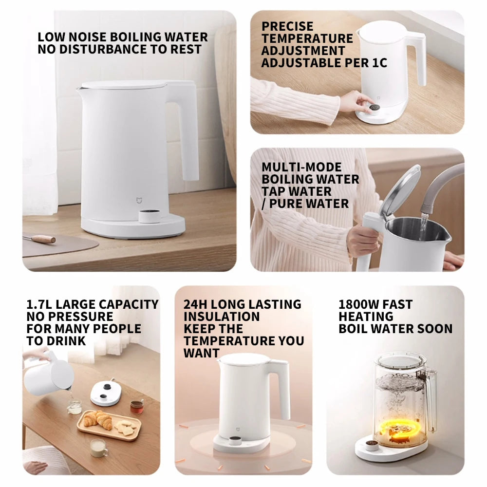 New MIJIA Smart Kettle 2 Pro Electric Kettles Kitchen Appliances LED Display 24H Intelligent Temperature Constant samovar