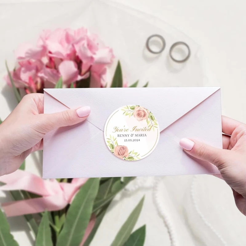 500PCS Custom Stickers and Customized Logo Wedding Birthday Baptism Stickers DIY Your Own Logo Stickers Personalize Stickers