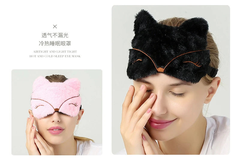 Sleeping Mask Sleeping Blindfold Soft Plush Eye Masks Cute Cat Eye Cover Plush Mask Eyepatch Nap Health Eye Cover  Sleep Mask