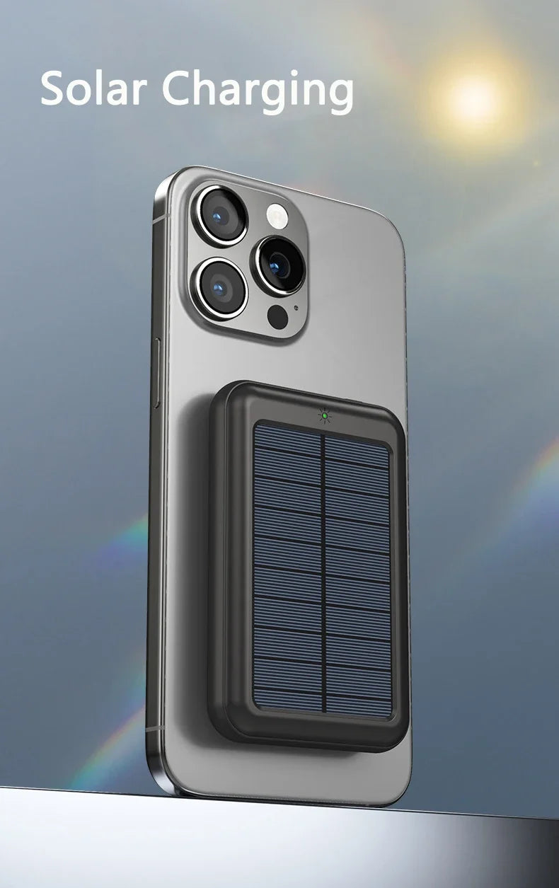 Solar Power Bank 10000mAh Magnetic Wireless Charger Magsafe Powerbank for iPhone 16 15 14 13 12 Mini Portable Induction Charger