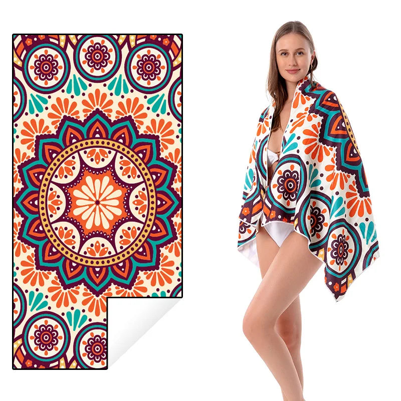 Quick-drying Microfiber Bath Towel Beach Resort Swimming Beach Towel single-sided Sweat Absorption  Sun  Beach Towel