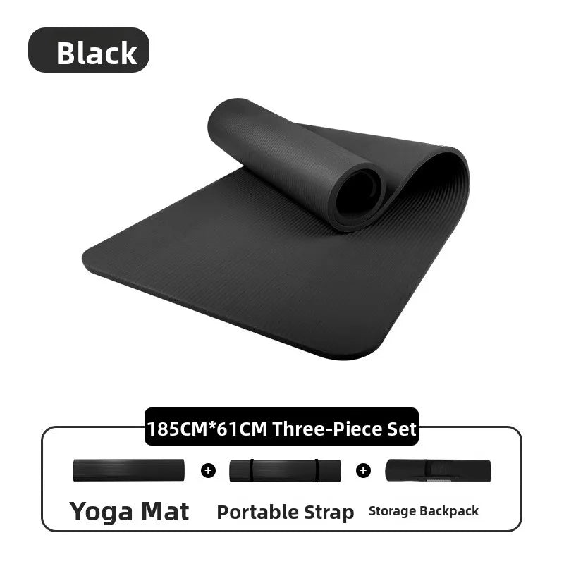 Thiened Yoga Mat for Men Fitn Yoga Mat S Allowed Yoga Mat for Home Use Non-Slip Nbr Material Pure Color Design