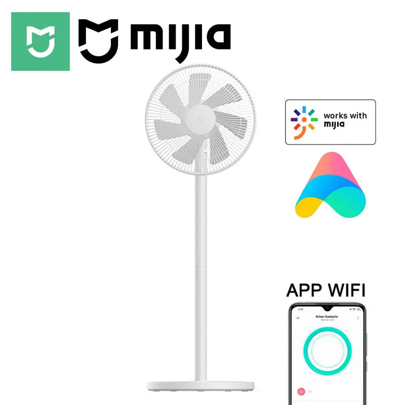 MIJIA Floor Fan,7 Blade,Adjustable Wide-Angle 90°,Home Fan For Living Room,Support Connect MI HOME APP Wired Fan