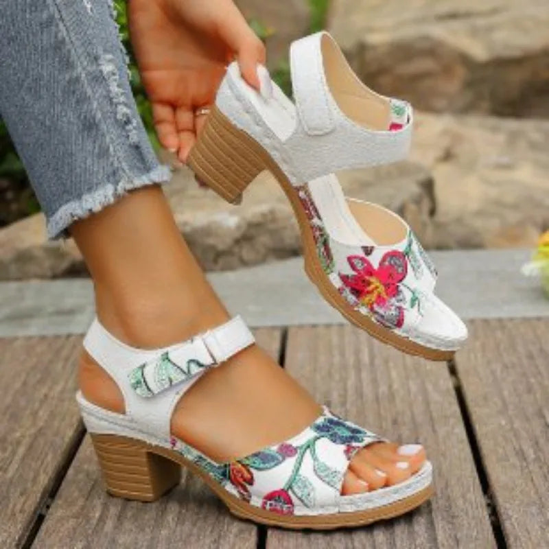 Ladies Shoes 2024 Fashion Summer Women's Sandals Outdoor Mixed Colors Open Toe Chunky Heels Large Size 43 Rome Sandals Women