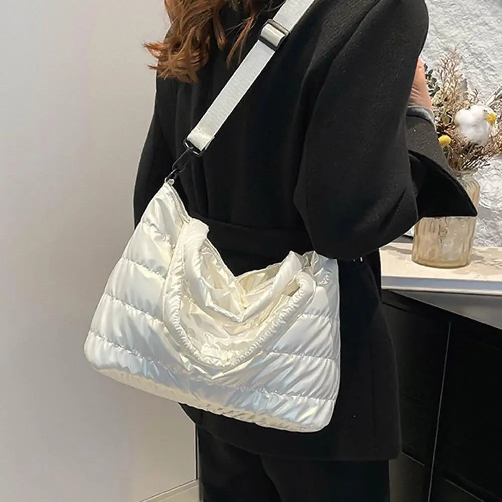Large Tote Padded Handbags Designer Quilted Women Shoulder Bags Luxury Nylon Down Cotton Crossbody Bag Winter Tote Big