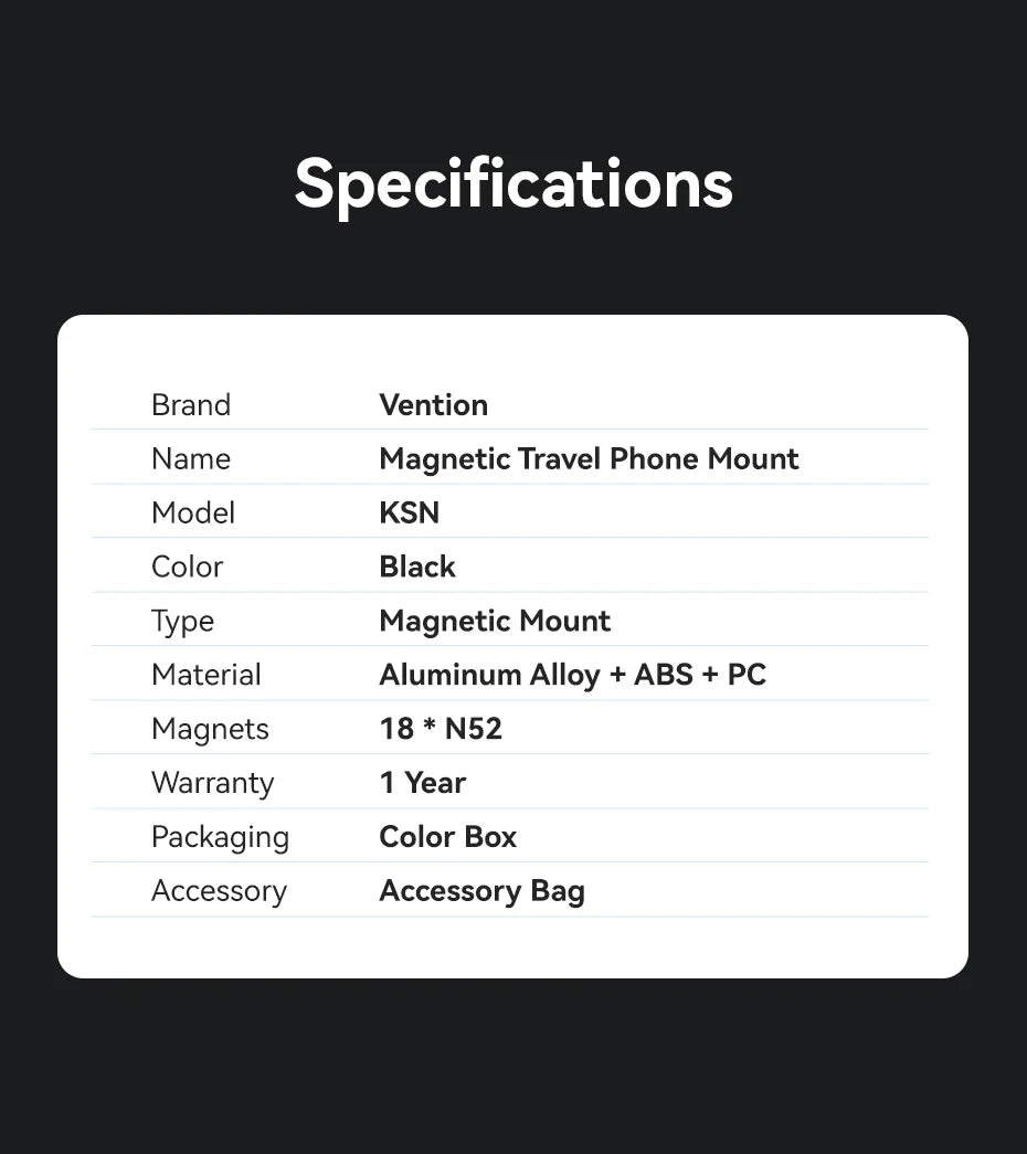 Vention Magnetic Phone Holder Desktop Hands-Free Detachable Airplane Car Travel Essentials Flexible Phone Mount For iPhone 17 16