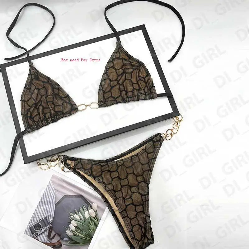 2025 Summer New Women's Outdoor Beach Swimsuit Sexy Hanging Neck Strap Split Bikini