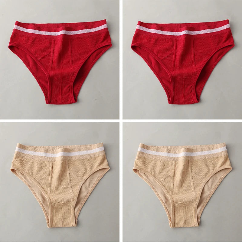S-3XL 3-5Pcs Women Sport Briefs High Waist Panties Comfort Solid Color Underwear Sexy Underpants Intimate Lingerie Soft Briefs