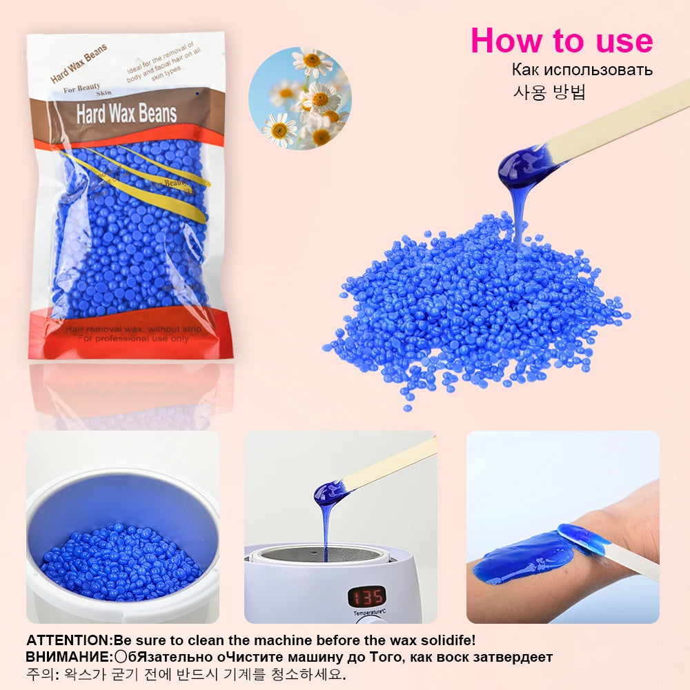 1000g Hard Wax Beans Hot Film Depilatory Wax Beads Full Body Hair Removal Wax for Wax Heater Machine Beauty Tools