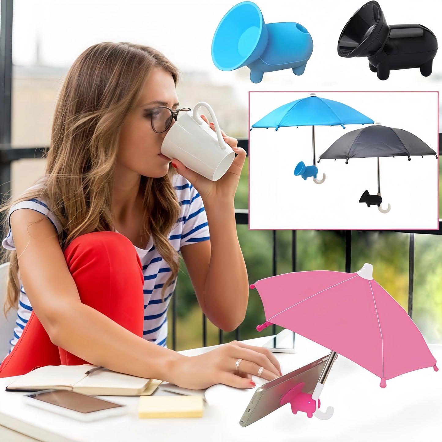 1Set Phone Umbrella Suction Cup Stand for Sun Shad, Outdoor Anti-Glare Cell Cute Sunshade Holder, Car Navigation Shade Visor