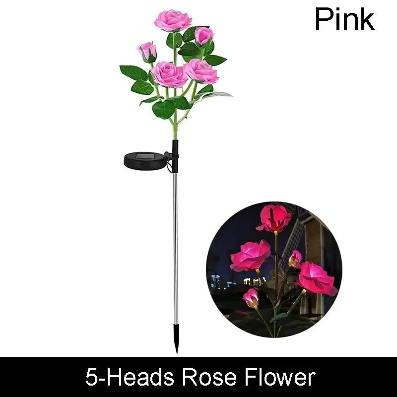 Solar Garden Lights LED Solar Flowers Rose Lawn Lamp  Outdoor Waterproof Outside Light for Patio Yard Garden Wedding Xmas Decor