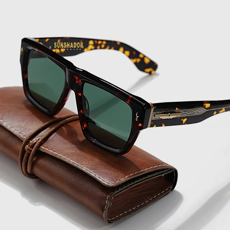 Pure Handmade Top Quality Fashion Square Acetate Luxury Sunglasses Men Women Personalized Designer Outdoor UV400  Sunglasses