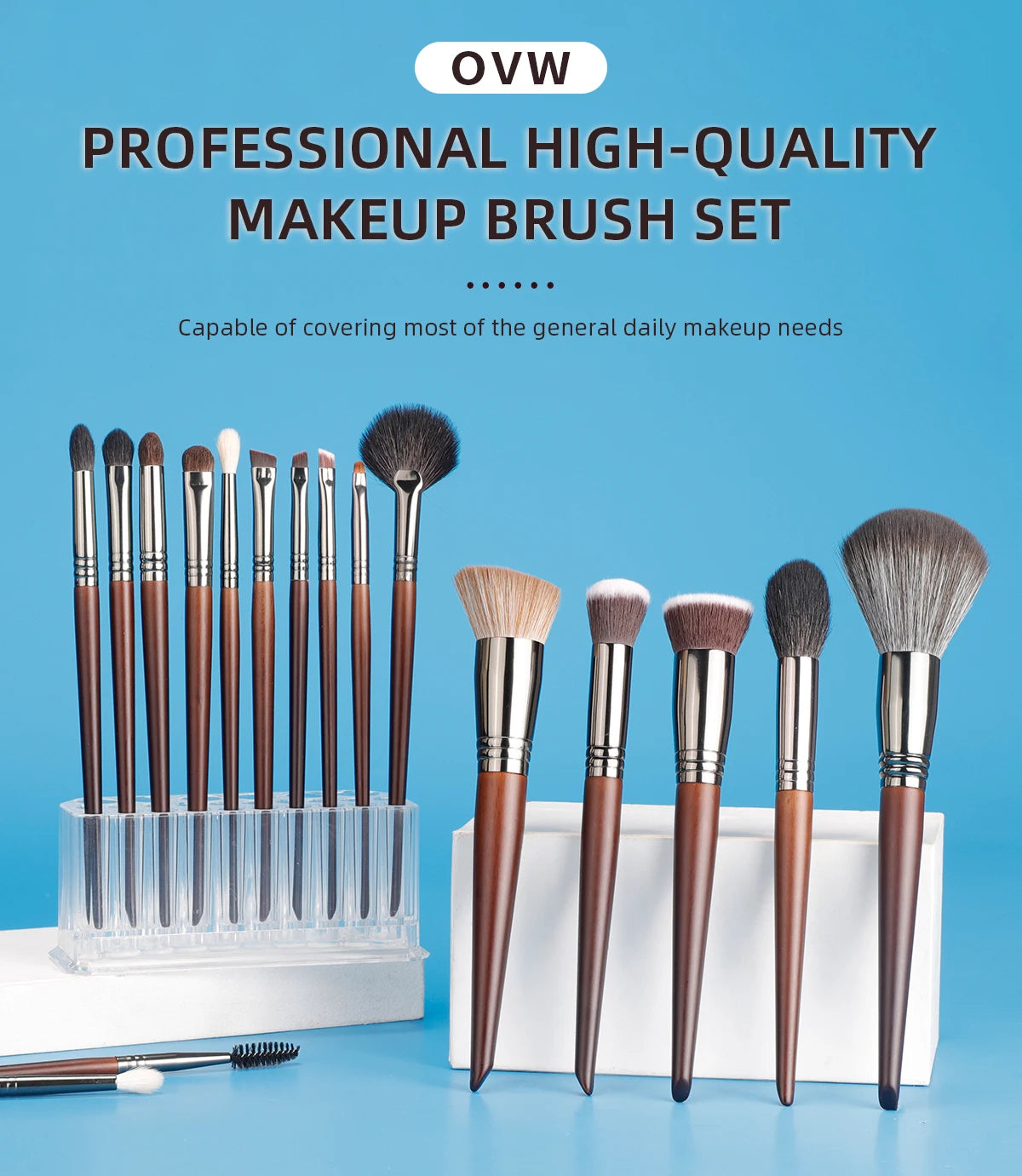OVW Makeup Brushes Natural Hair Foundation Powder Eyeshadow Contour Professional Makeup brush Set Kit maquiagens