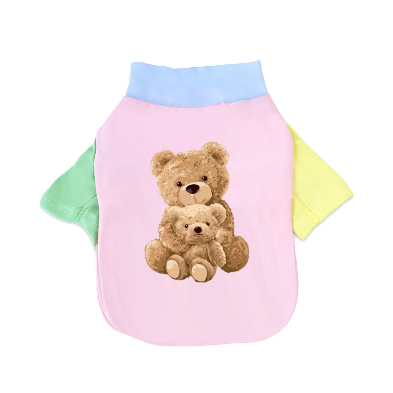 1 PC Pet T-Shirt, Cats & Dogs Soft Pure Cotton Teddy Bear Dopamine Vest. Shih Tzu, Siamese Cat Little Pet Daily Outfit