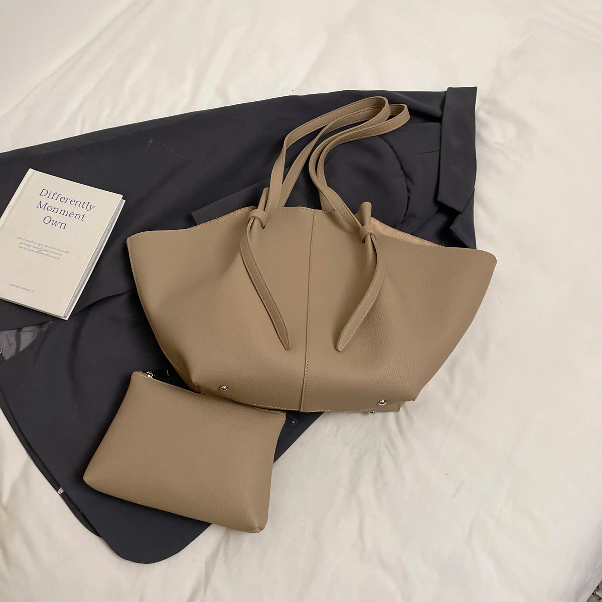 Branded Designer Shoulder Tote Bags For Women Soft PU Leather 2-IN-1 Big Capacity Shopper Tote Set 2026 Luxury Designer Handbags