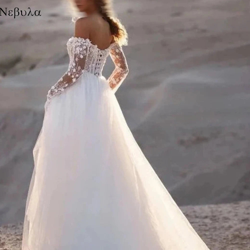 Customized Elegant Formal Exquisite Luxury  Dreamy Wedding Dress White Tulle Applique Wedding Party Ball Gown Sleeveless Dress