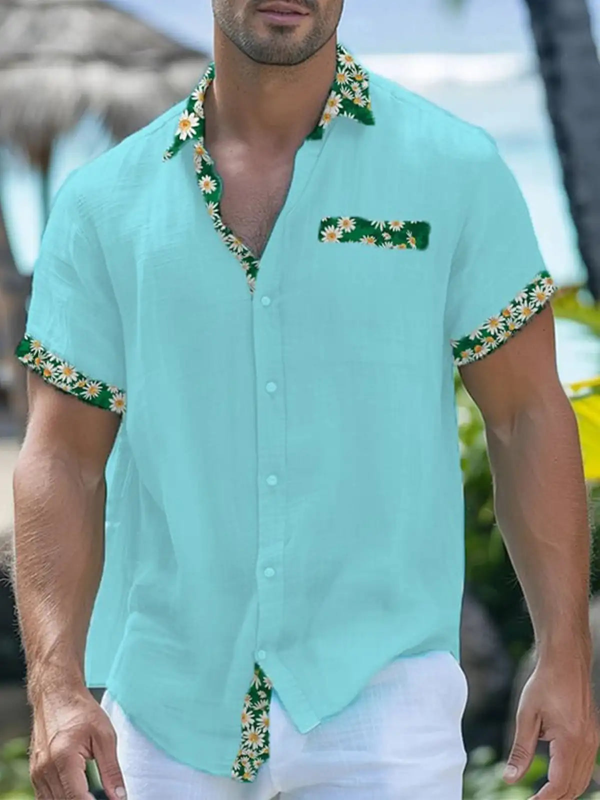 Men's shirts, button up shirts, casual shirts, spring and summer, printed short sleeves, daily, fashionable, comfortable