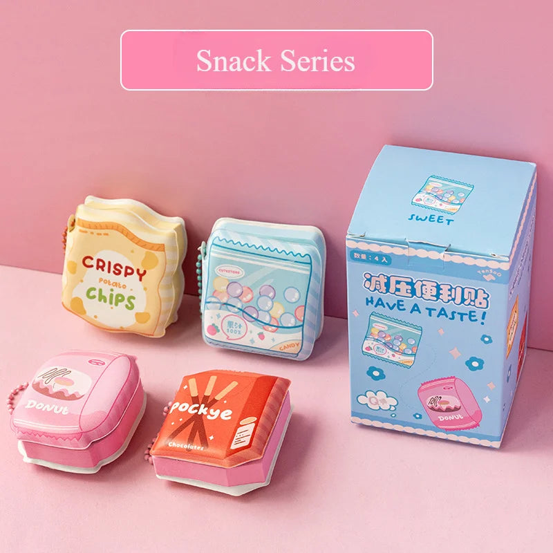 4Pcs New Stress  Mini Creative Relief Sticky Notes Modeling Book Students Portable Office Memo Can Be Pasted Note Pads