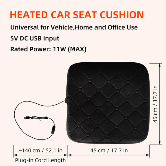 Winter heated seat cushion, sedan automatic power-off speed, thermoelectric heating small square cushion, car USB warm car seat