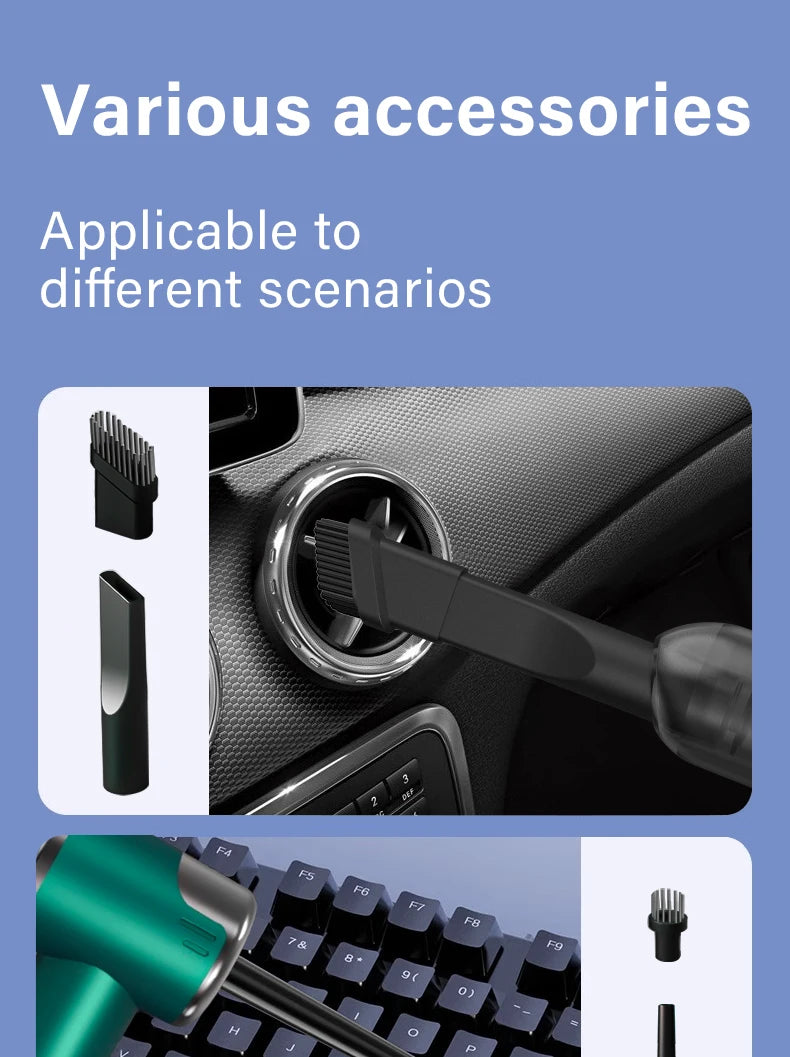 Car and home dual-purpose cordless vacuum cleaner, 3-in-1 rechargeable powerful handheld vacuum cleaner, 2000*2 battery