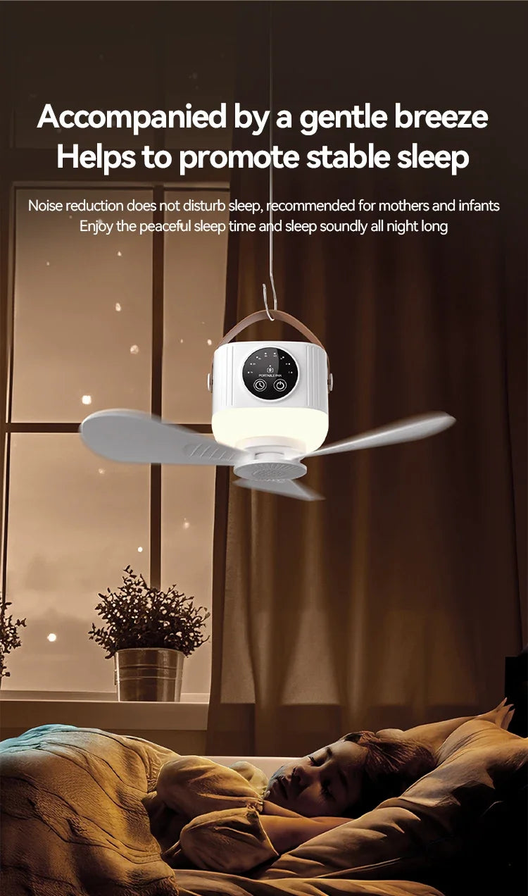 7200mAh Remote Control Timing USB Ceiling Fan 4 Gears Detachable Blade Portable Silent Cooling Outdoor Tripod Tent Camping Fan