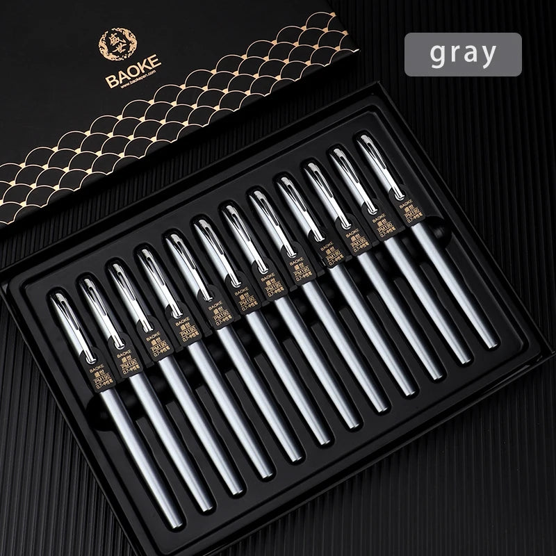 BAOKE PM180 Luxury 0.7mm Metal Gel Ink Pen Set Black Ink 6 Barrel Color Smooth Writing Bullet Tip For Office , Gift，Writing