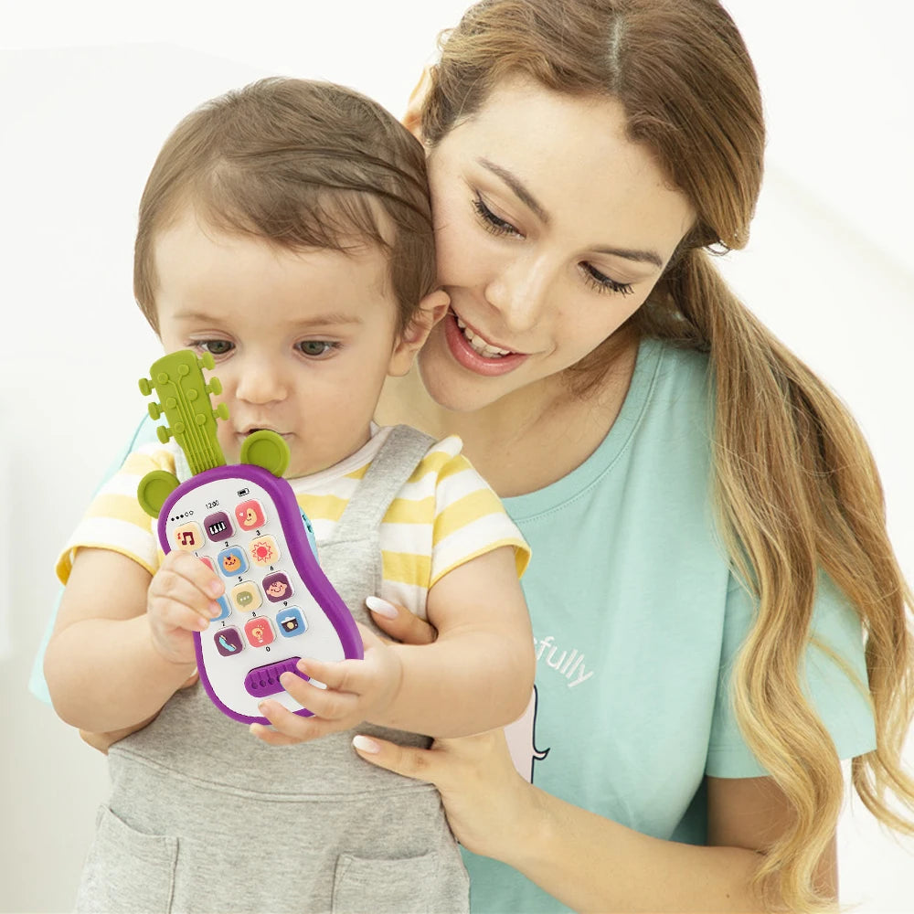 Portable Guitar Phone Toys Baby Music Sound Phones Sleep Toys Analog Phones For Kid Baby Early Education Toys For Children Gifts