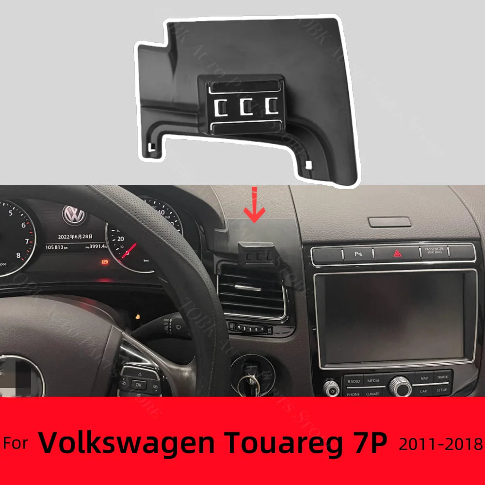 For Volkswagen VW Touareg 7P 2011-2018 2016 2017 Car Phone Holder Special Fixed Bracket Base Wireless Charging Cars Accessories