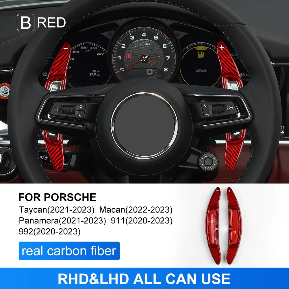 Car Steering Wheel Shift Paddles Shifter Carbon Fiber Gear Plate For Porsche Taycan Panamera Macan 911 992 Interior Trim
