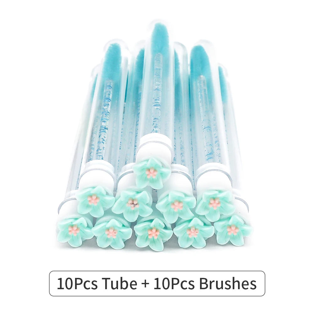 10/50Pcs Eyelash Brush Tubes With Crystal Lash Mascara Wands Eyebrow Comb Spoolies Container Lash Brush Applicators Makeup Tools