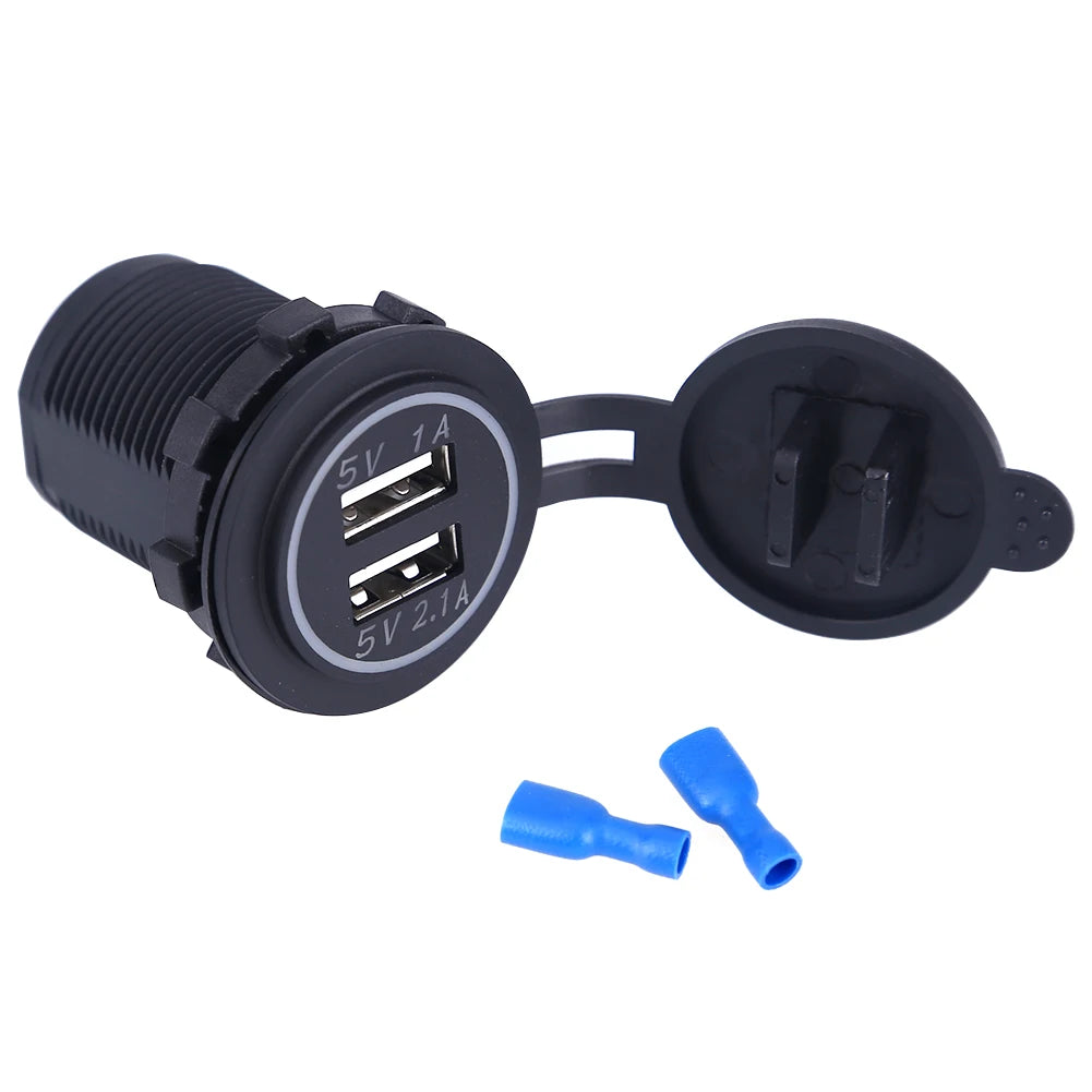 Universal Car Charger USB Vehicle DC12V-24V Waterproof Dual USB Charger 2 Port Power Socket 5V 2.1A/1A car-charger