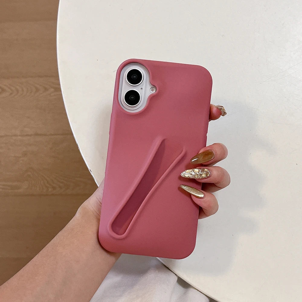 INS Lipstick Silicone Phone Case For iPhone 11 Funda iPhone 13 16 Pro Max 15 14 13 12 16 Plus Portable Lip Gloss Holder Cover