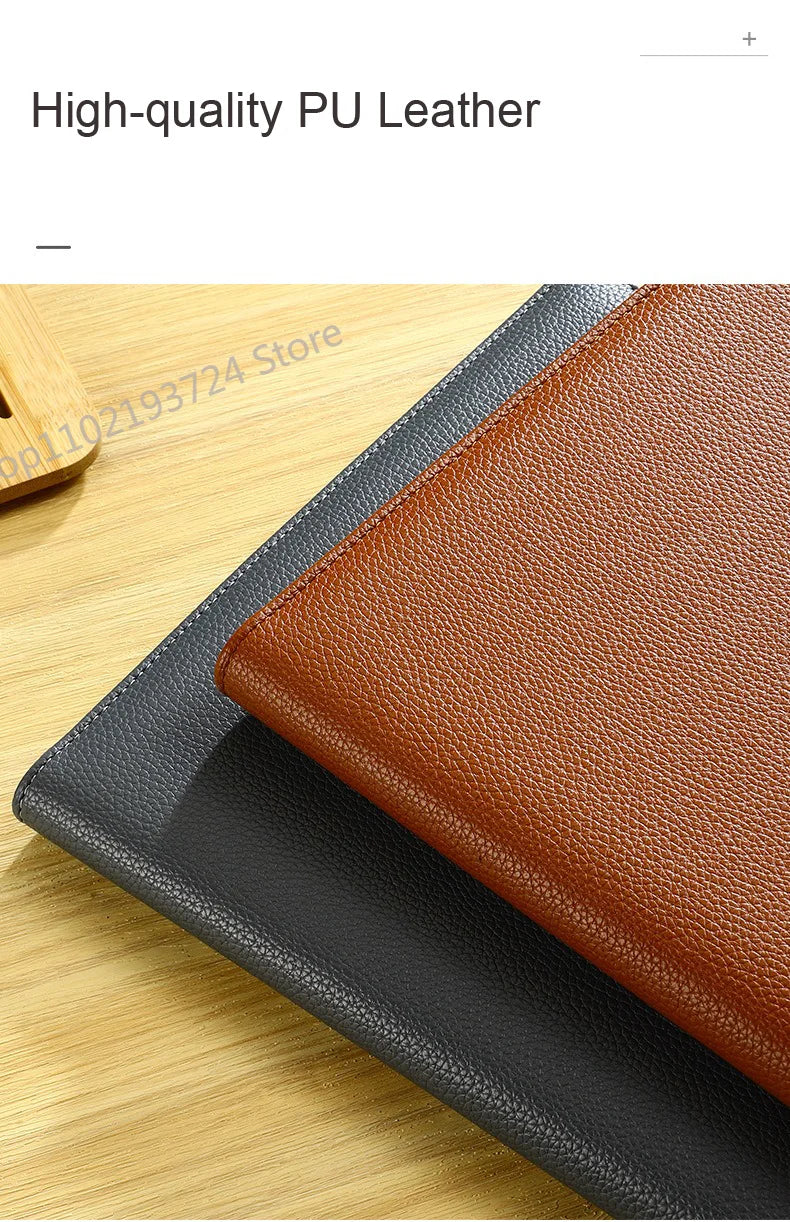 A4 Leather Padfolio Portfolio File Folder Man Document Holder Desk Organizer Executive Folders Calculator Briefcase for Office