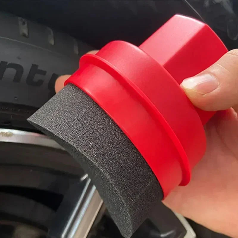 Car Tire Waxing Sponge Car Wax Applicator Pad with Lid Curved Shaped Easy Waxing Tire Sponge Tire Cleaning Tools Detailing Brush