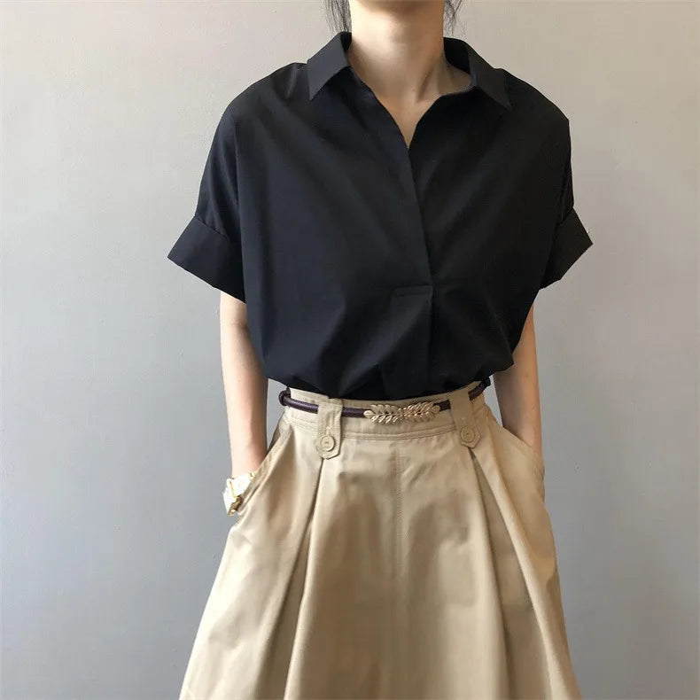 Women Summer Tops Tees Sexy Vintage Blouse Chiffon Ruched Short Sleeve Shirt Ruffles T Shirts Loose Casual Tees