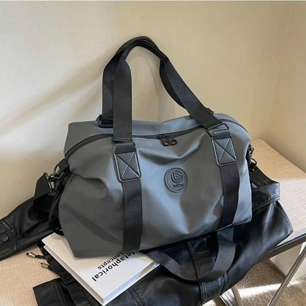 Large-Capacity Womens Travel Tote Bags Solid Color with Zipper Gym Fitness HandBag Overnight Bag Duffel Bag Sports Shoulder Pack