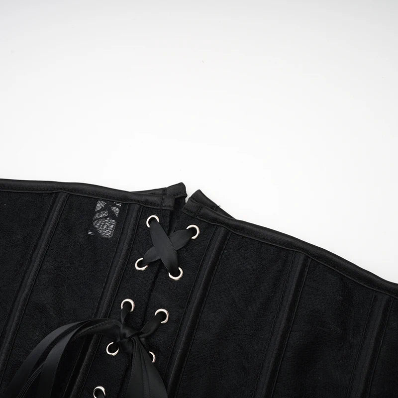 BurVogue Womens 14 Spiral Steel Boned Satin Underbust Waist Training Lace Corset Underbust Corset Sexy Lace Up Bustiers & Corset