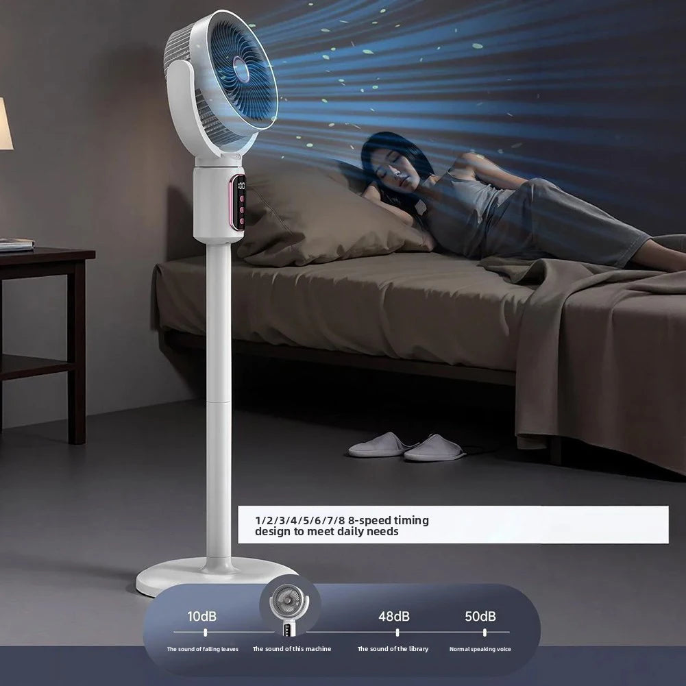 Oscillating Floor Fan,Intelligent Digital Air Circulation Vertical Fan With Remote Control,Adjustable Height And Speed Settings