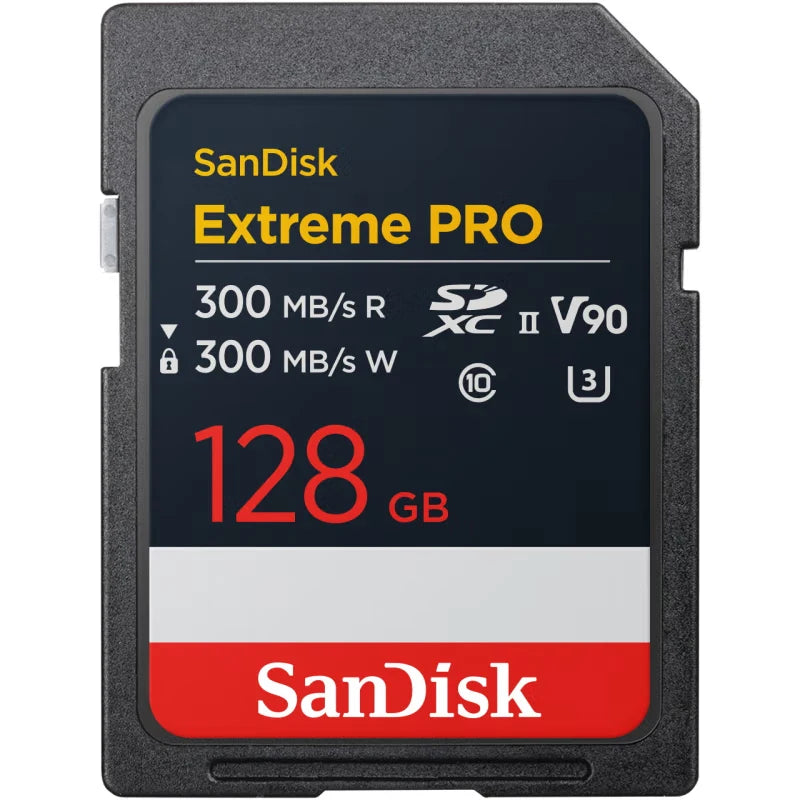 SanDisk 128GB SD Memory Card, V90 8K U3 C10, High-Speed Camera Memory Card, Read Speed 300MB/s, IP68, Cinema-Grade Shooting
