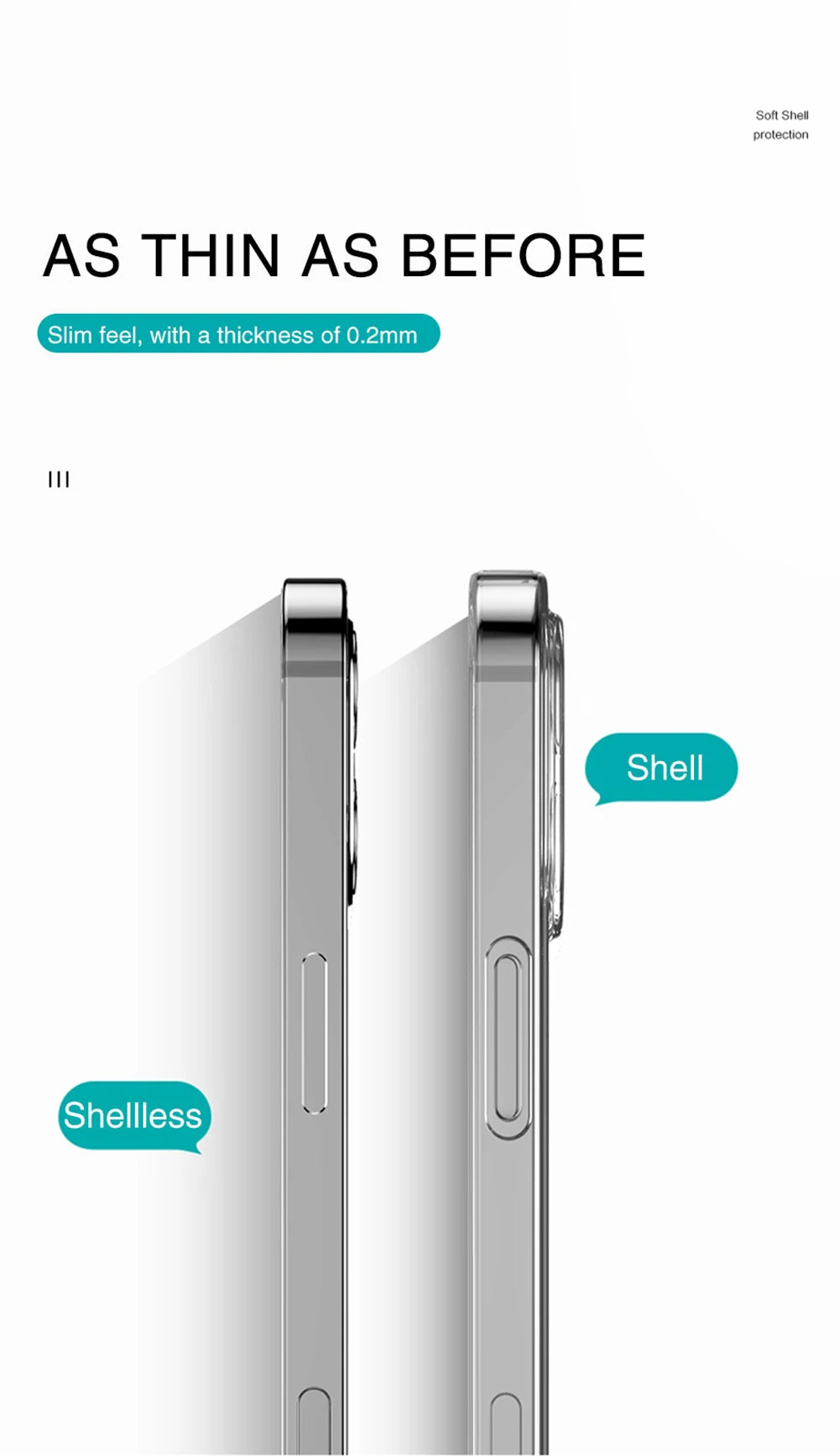Clear Case For iPhone 16 15 14 13 12 11 Pro Max 16e Silicone Cover For iPhone 13 Mini X XS Max XR 7 8 Plus Transparent Cover