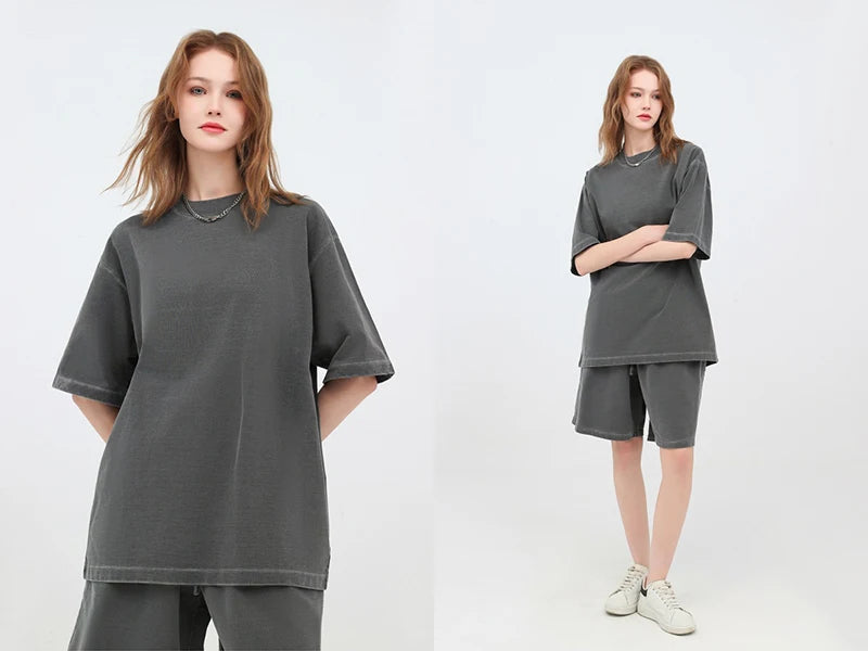 MiuKoMiYa Summer Loose T Shirts Women Basic Cotton Wahsed Short Sleeve Tees Oversized Casual Basic Female T Shirts Streetwear