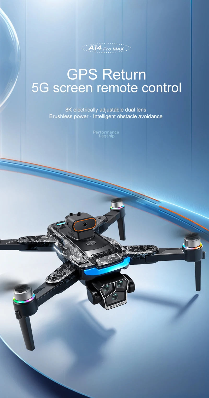 Xiaomi A14 Pro Max Drone Aerial 8K HD Dual-Camera 5G WIFI GPS Brushless Motor Optical Flow Obstacle Avoidance RC Drone 10000M