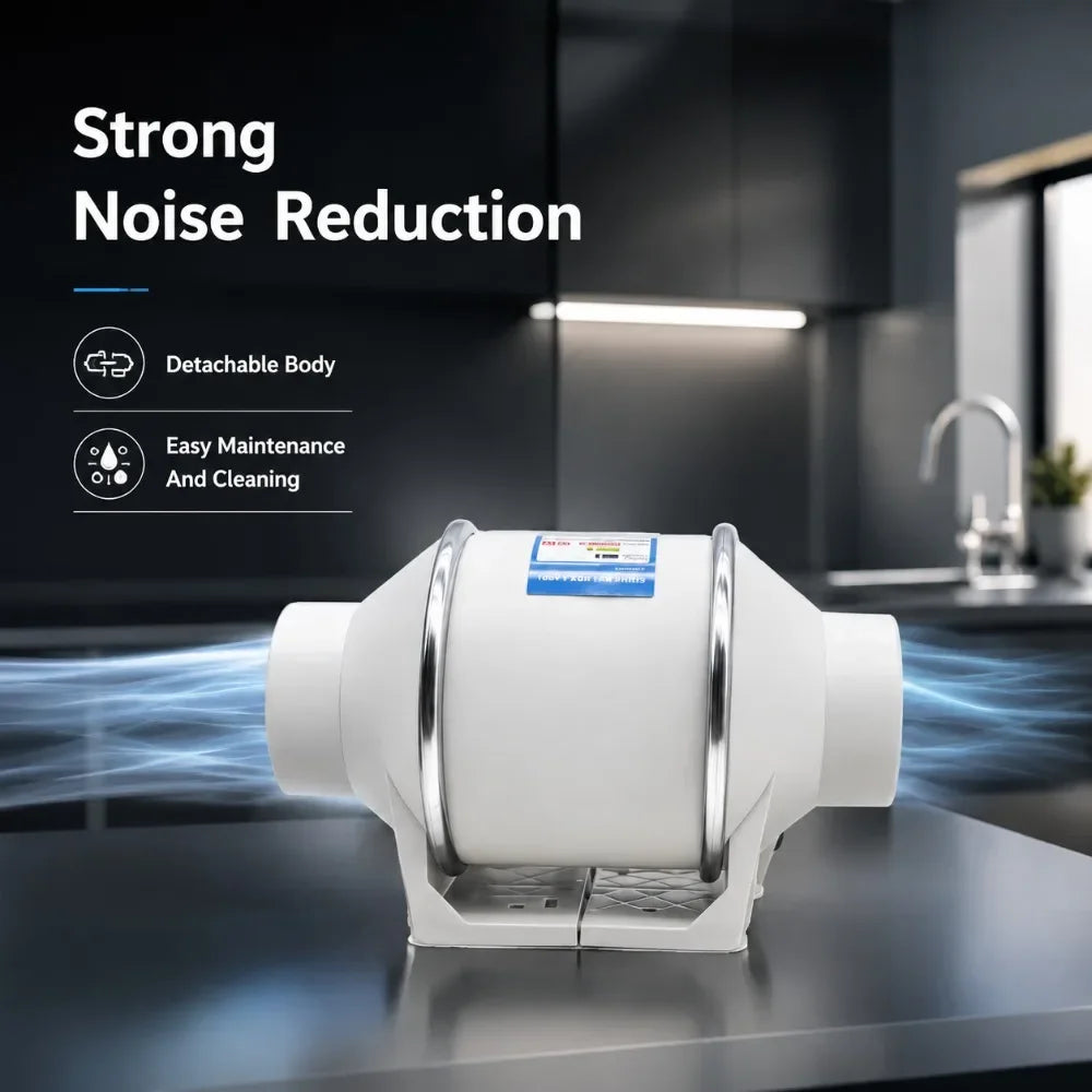 4/5/6 Inch Exhaust Flue Fan Remote Control Mixed Flow Inline Fan 220V High Speed Quiet Exhaust Fan For Home Vents