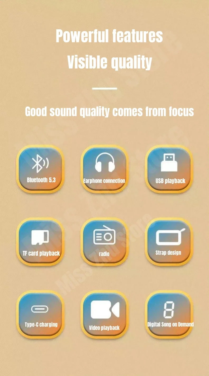 SANSUI F55 Portable FM Radio Video display radio Wireless Bluetooth Speakers Dual TF Card Slot MP4 Music Player Video E-book