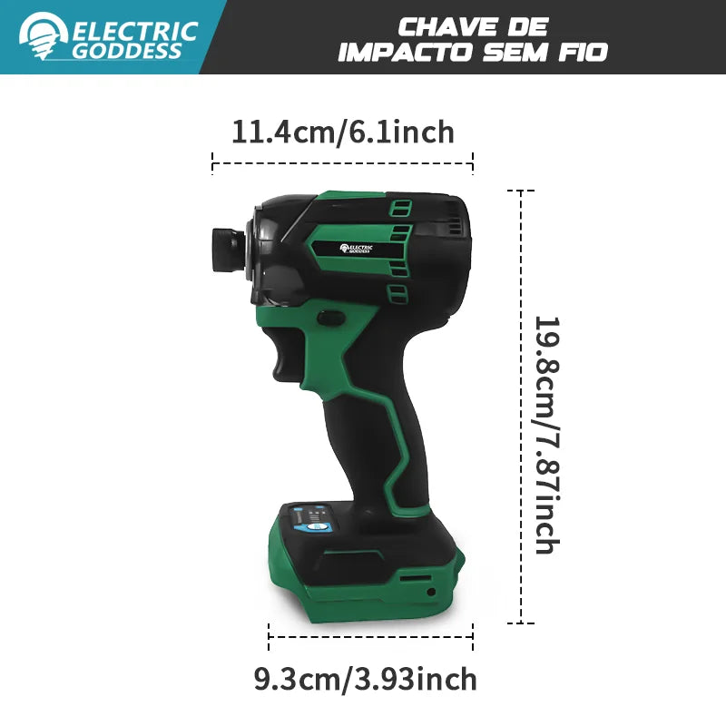 Electric Goddess Brushless Impact Driver 207NM Cordless Electric Drill Screwdriver Tool ﻿For Dewalt Makita Battery Pin