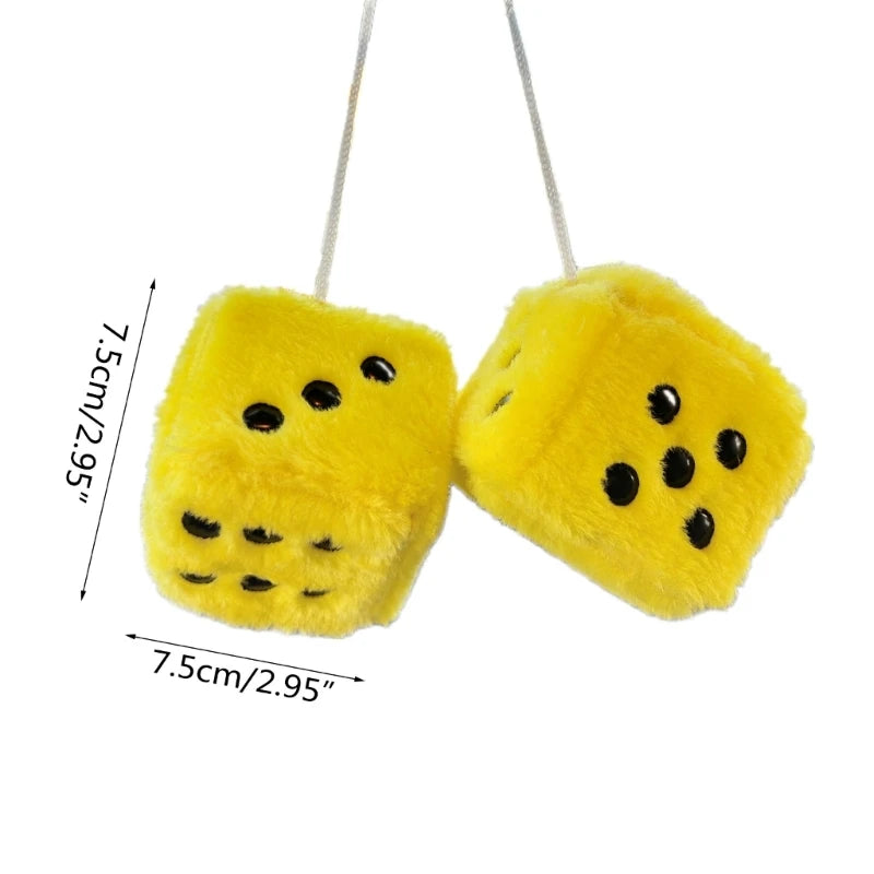 QM82 Car Hanging Furry Dice Car Dice Car Hanging Furry Dice Hanging Fuzzy Dice Plush Car Pendant Pair of Hanging Couple