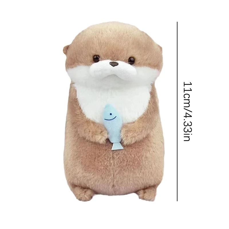 Cute Otters Holding Fish Plush Pendant Keychain Stylish Backpack Keyrings Pendant Lovely School Bag Key Wallet Pendant