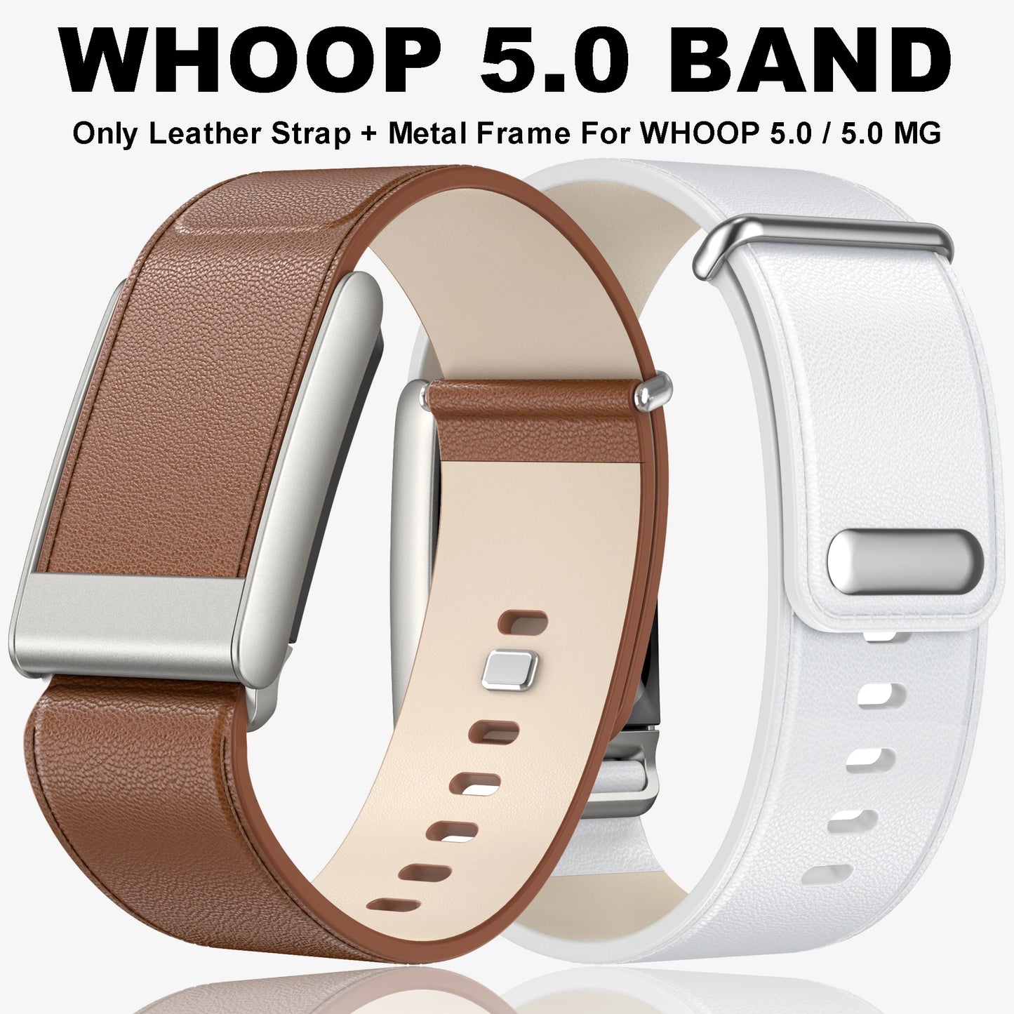 For Whoop 5.0 Watch Straps Genuine Leather Bands Compatible with WHOOP ONE Wristband Fitness Tracker Whoop Life ECG Straps